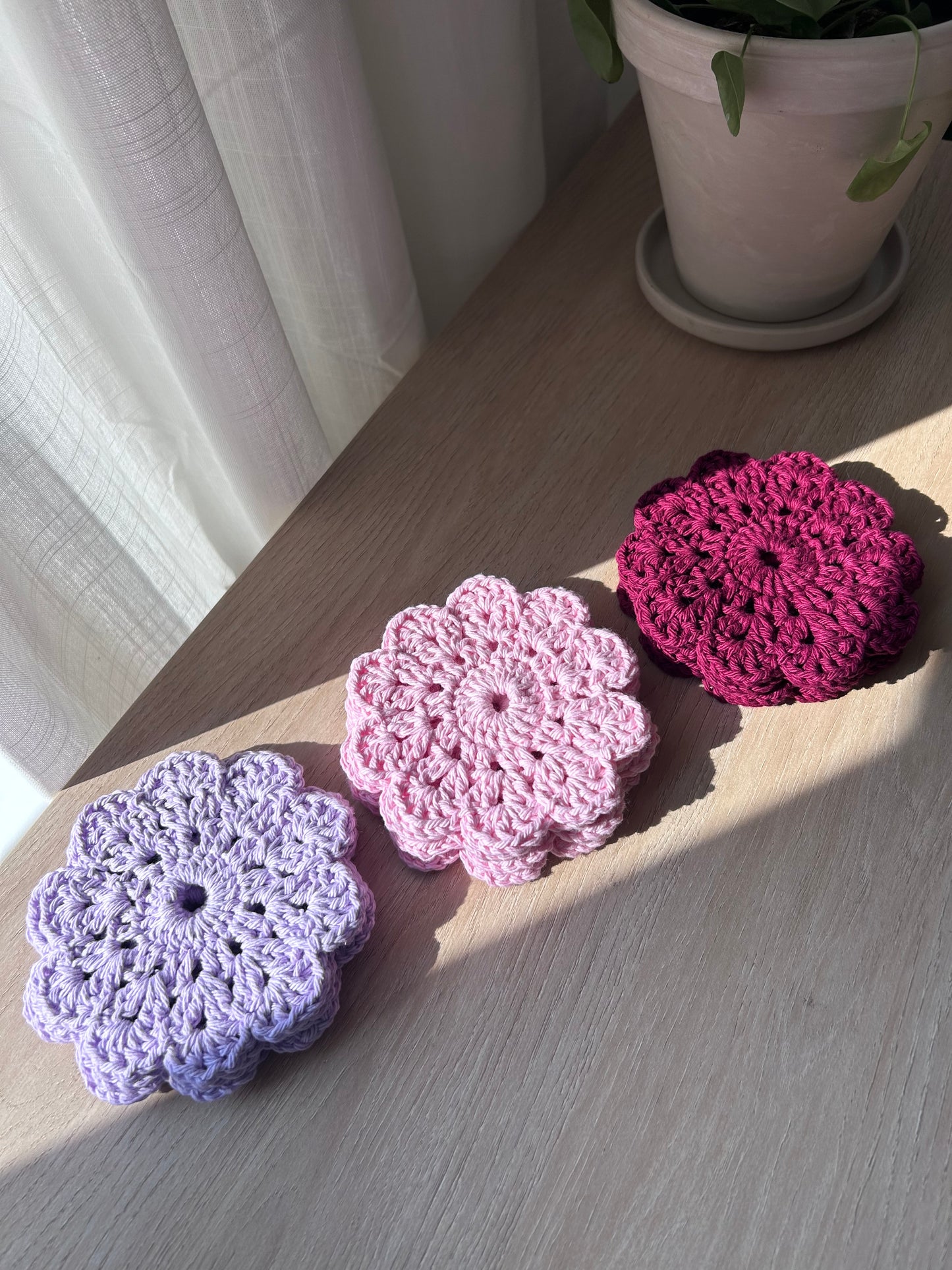 Crochet Coasters in Lilac