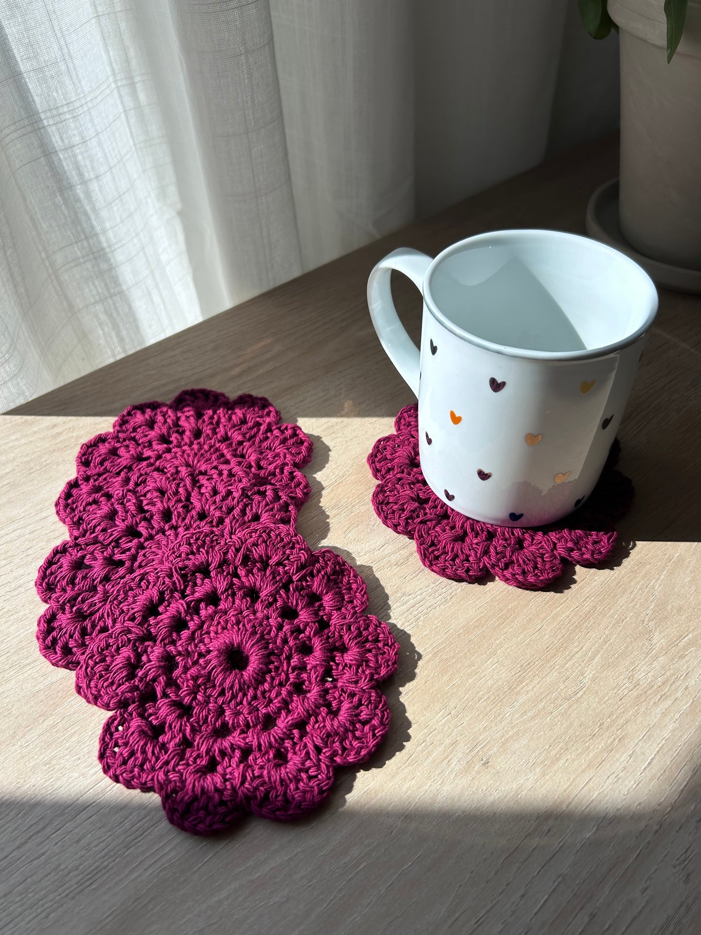 Crochet Coasters in Bramble Berries - Assortment Set of 4